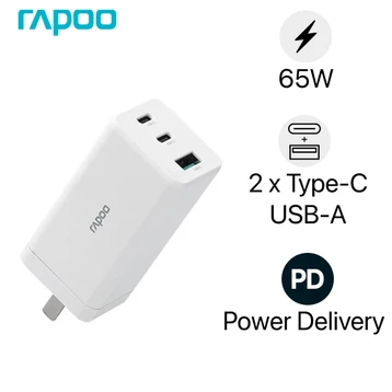 Củ sạc Rapoo 3 cổng (USB-C x2 + USB-A) 65W PA65L