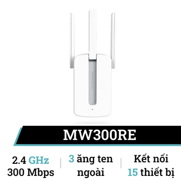 Thiết bị mở rộng sóng Wifi chuẩn N tốc độ 300Mpbs Mercusys  MW300RE