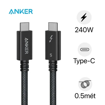 Cáp Anker Thunderbolt 5 240W 80gbps dài 0.5m A84N1