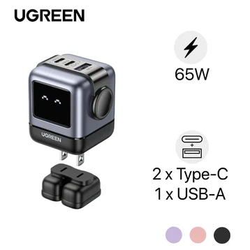 Sạc nhanh Ugreen Robot CD361 3 cổng USB-C và USB-A GaN 65W