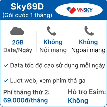 Sim 4G VNSKY SKY69D 2GB/Ngày