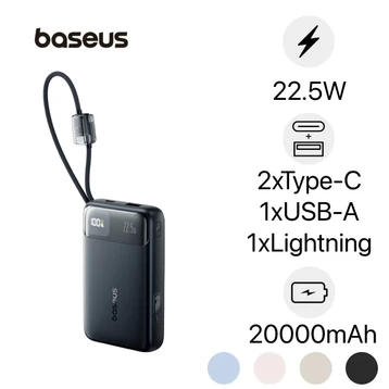 Pin dự phòng Baseus Enerfill FC11 màn hình 20.000mAh 22.5W kèm cáp Type-C - Lightning - Cũ