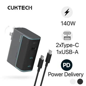 Sạc Cuktech GAN 2C1A 140W kèm cáp USB-C AD1003US