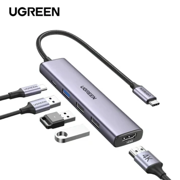 Hub Ugreen USB-C to 2 x USB-A 2.0 + USB-A 3.0 + HDMI + PD hỗ trợ 4K (15495)
