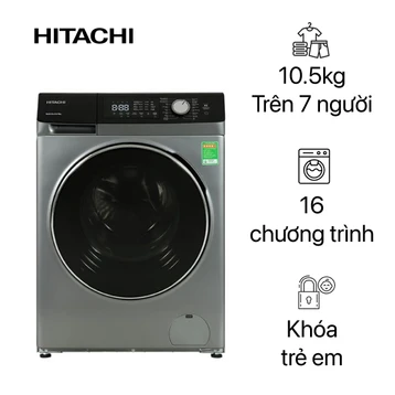 Máy giặt sấy Hitachi cửa ngang giặt 10.5kg - sấy 7kg 2023 (BD-D1054HVOS)
