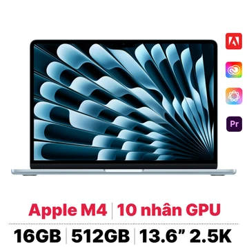 MacBook Air M4 13 inch 2025 10CPU 10GPU 16GB 512GB - Chính hãng Đã kích hoạt
