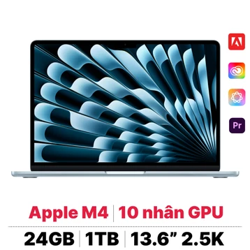 MacBook Air M4 13 inch 2025 10CPU 10GPU 24GB 1TB Sạc 70W | Chính hãng Apple Việt Nam