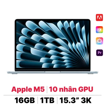 MacBook Air M5 15 inch 2026 10CPU 10GPU 16GB 1TB Sạc 70W | Chính hãng Apple Việt Nam