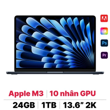 Macbook Air M3 13 inch 2024 8CPU 10GPU 24GB - 1TB sạc 70W | Chính hãng Apple Việt Nam