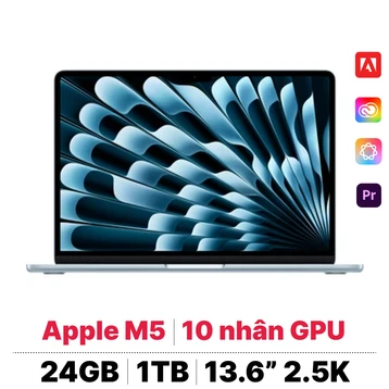 MacBook Air M5 13 inch 2026 10CPU 10GPU 24GB 1TB Sạc 70W | Chính hãng Apple Việt Nam