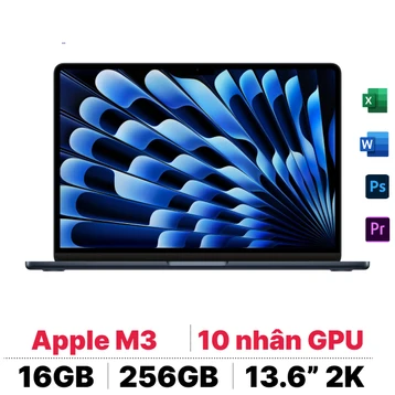Macbook Air M3 13 inch 2024 8CPU 10GPU 16GB - 256GB sạc 70W | Chính hãng Apple Việt Nam