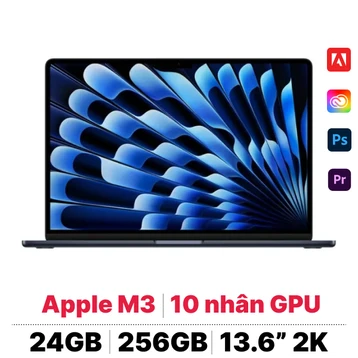 MacBook Air M3 13 inch 2024 8CPU 10GPU 24GB - 256GB sạc 30W | Chính hãng Apple Việt Nam