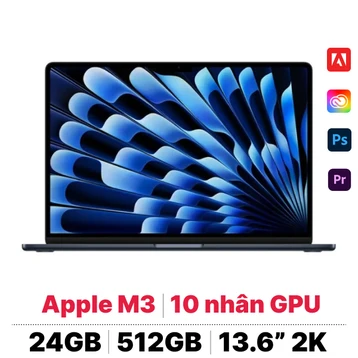 MacBook Air M3 13 inch 2024 8CPU 10GPU 24GB - 512GB Sạc 35W | Chính hãng Apple Việt Nam