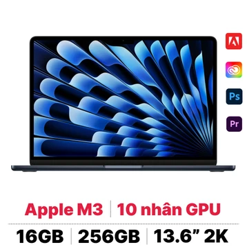 MacBook Air M3 13 inch 2024 8CPU 10GPU 16GB - 256GB sạc 30W - Cũ Xước Cấn