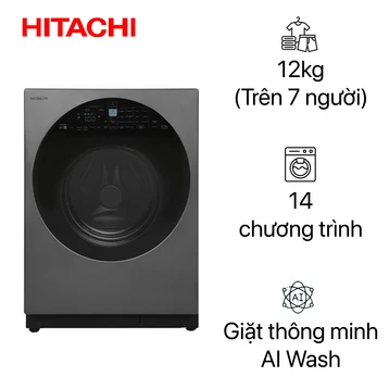 Máy giặt sấy Hitachi cửa ngang giặt 12kg - sấy 8kg Inverter 2025 (BD-D120XGV MAG)
