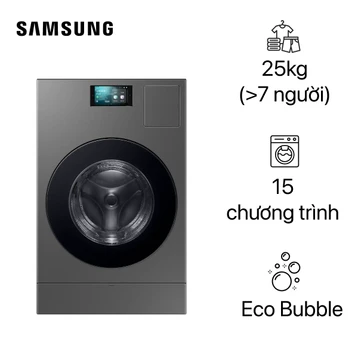 Máy giặt sấy Samsung bơm nhiệt giặt 25kg - sấy 15kg 2024 (WD25DB8995BZSV)