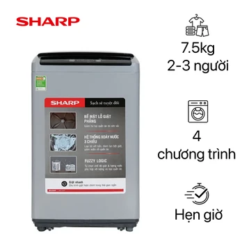 Máy giặt Sharp cửa trên 7.5Kg 2022 (ES-Y75HV-S)