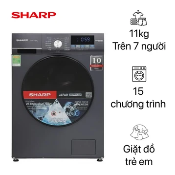 Máy giặt Sharp cửa ngang 11Kg 2025 (ES-FM110CB-SB)