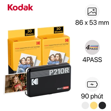 Máy in ảnh Kodak Mini 2 P210R - Bundle 60 tấm ảnh