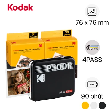 Máy in ảnh Kodak Mini 3 P300R - Bundle 60 tấm ảnh