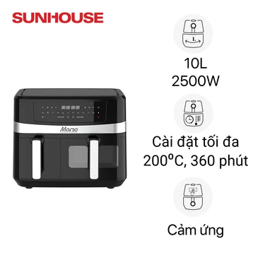 Nồi chiên không dầu 2 ngăn 10L Sunhouse Mama SHD4098