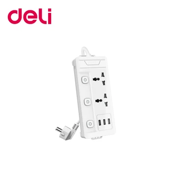 Ổ cắm điện Deli 2AC kèm 3USB-A 2m có công tắc ET409