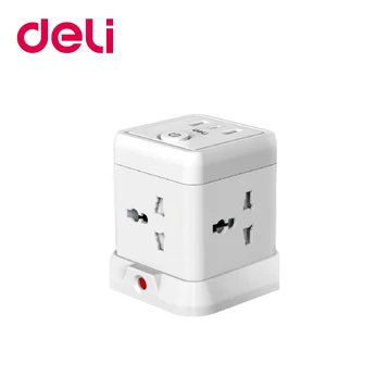 Ổ cắm điện Deli lập phương 4AC kèm 2USB-A và 1USB-C 1.6m CT412