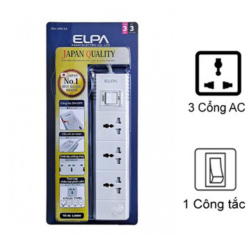 Ổ cắm điện Elpa ESL-VNC33 (3 cổng AC - 1 công tắc)
