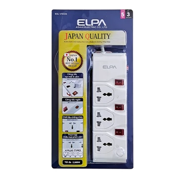 Ổ cắm điện Elpa ESL-VNI35 (3 cổng AC- 3 công tắc)