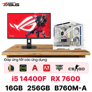 PC CPS X ASUS Gaming Intel I5 Gen 14 kèm màn hình - Trắng