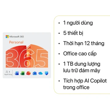 Phần mềm Microsoft Office 365 Personal + AI Copilot (Bản key điện tử)