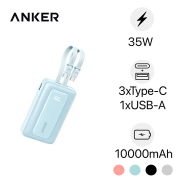 Pin sạc dự phòng Anker Zolo A110L 10000mAh 35W tích hợp 2 cáp USB-C