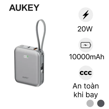 Pin sạc dự phòng Aukey PB-Y91L 10.000mAh 20W tích hợp cáp type C + type L