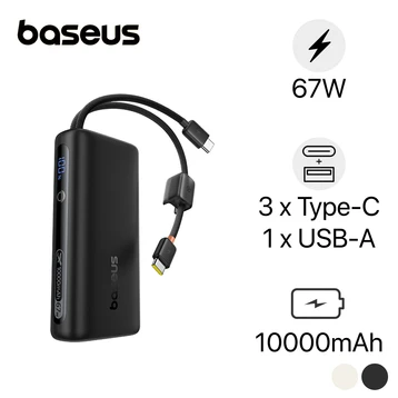 Pin dự phòng Baseus Enerfill 10000 mAh 67W tích hợp cáp đôi USB-C + màn hình FC41