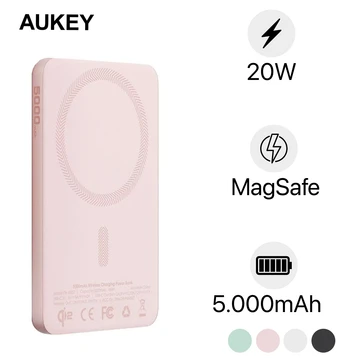 Pin dự phòng Magsafe Aukey 5000mAh 20W 1C QI2 PB-MS07A