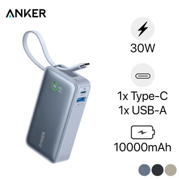 Pin dự phòng Anker Nano 10000mAh 30W USB-C tích hợp A1259 - Cũ