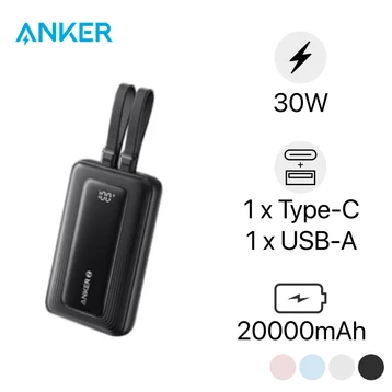 Pin sạc dự phòng Anker Zolo 20000mAh 30W 1a1c Tích Hợp Cáp C, L A1681