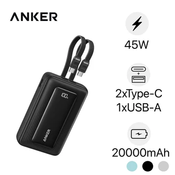 Pin sạc dự phòng Anker Zolo A1681 20000mAh 45W 1A1C tích hợp 2 cáp Type-C