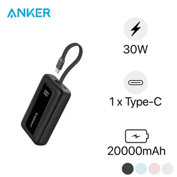 Pin dự phòng Anker Zolo 20000mAh 30W 1A1C tích hợp cáp type-C A1689