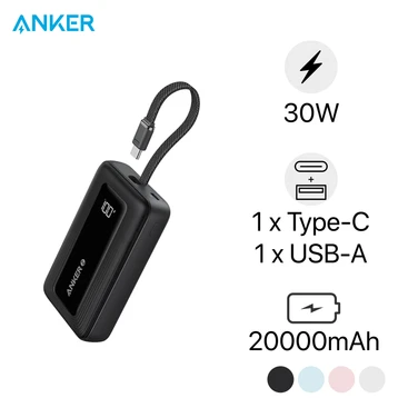 Pin dự phòng Anker Zolo 20000mAh 30W 1A1C tích hợp cáp C, L A1689 - Cũ