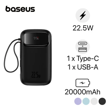 Pin sạc dự phòng Baseus Qpow2 màn hình số 20.000mAh 22.5W kèm cáp Lightning và Type-C PPMD20