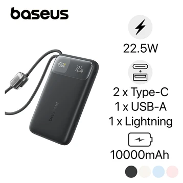 Pin dự phòng Baseus Enerfill FC11 màn hình 10.000mAh 22.5W tích hợp cáp C+L
