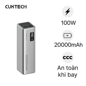 Pin sạc dự phòng Cuktech No.15 SE PB200 2C1A 20000mAh 100W có màn hình