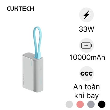Pin sạc dự phòng Cuktech CP133L LPB100 10000mAh 33W tích hợp cáp Type-C