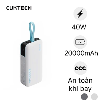 Pin sạc dự phòng Cuktech CP24 LPB200N 1A1C 20000mAh 40W tích hợp cáp USB-C