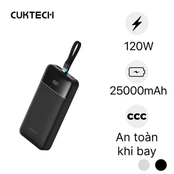 Pin sạc dự phòng Cuktech LPB252N 25000mAh 120W kèm cáp Type-C (CCC)