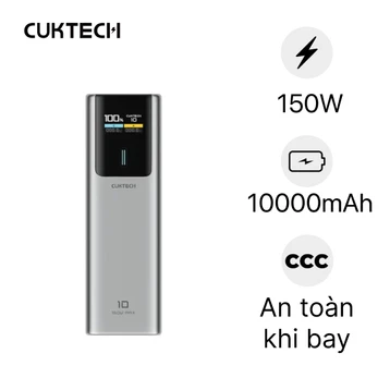 Pin sạc dự phòng Cuktech P+Series No.10 Plus PB100P 1C1A 10000mAh 150W có màn hình