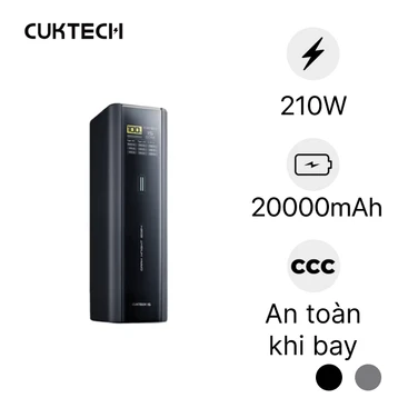 Pin sạc dự phòng Cuktech P+Series No.15 Ultra PB200U 2C1A 20000mAh 210W có màn hình