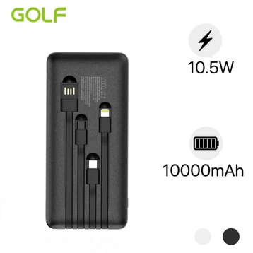 Pin sạc dự phòng Golf 10.000mAh tích hợp dây L106 - Cũ