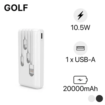 Pin sạc dự phòng Golf 20.000mAh tích hợp dây L206